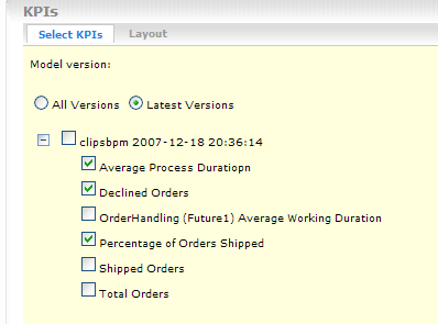 Select KPIs tab