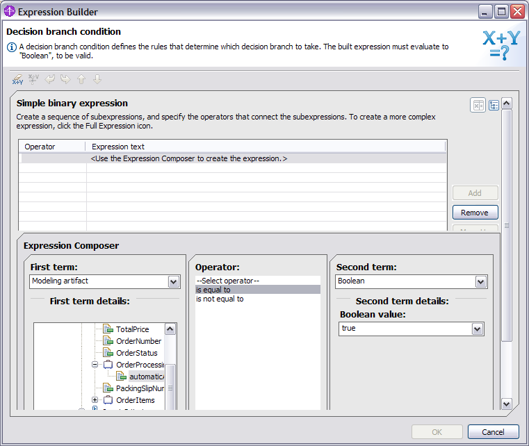 Expression Builder window