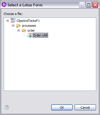 Select Lotus Form window