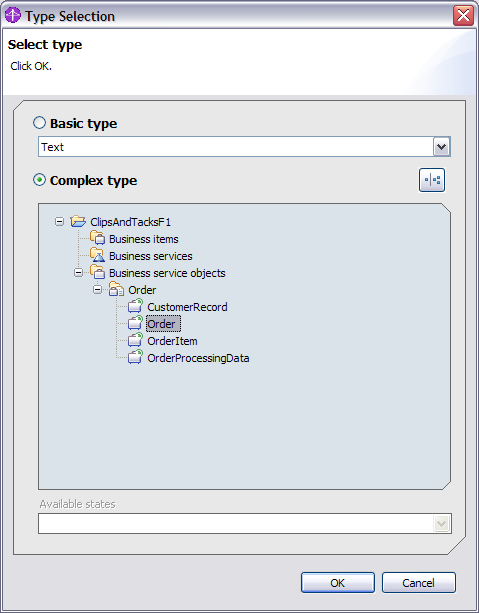 Type Selection window