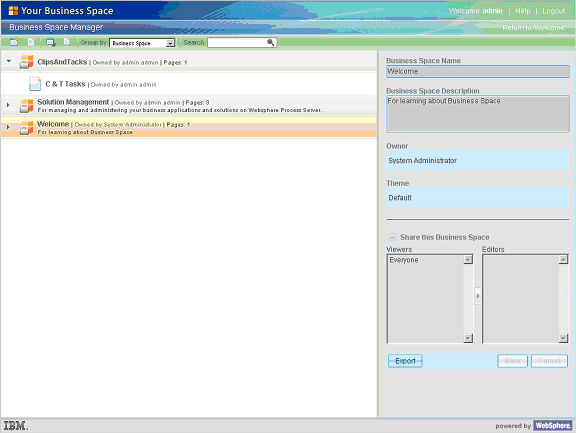 Business Space Manager