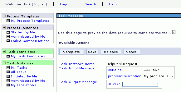 In the answer field, enter a string. Click Complete