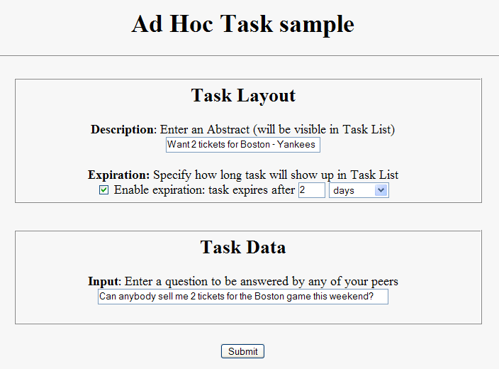 Run The Sample Client Application To Run This Sample Use The Client Application That Is Delivered With This Sample To Define And Start Ad Hoc Human Tasks Then Use The Business Process Choreographer Explorer To Display And Process These Tasks Client