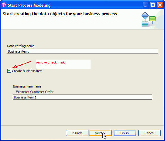 Start Process Modeling screen 2