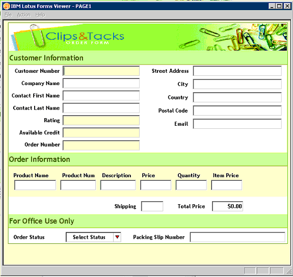 Clips and Tacks Customer Information window