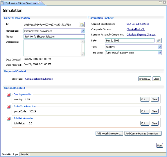 Test Verify Shippers Selection page