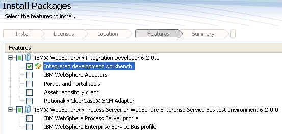 WebSphere Integration Developer installation window