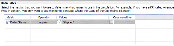 Data Filter Order Status window