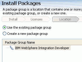 Install Packages window for WebSphere Business modeler installation