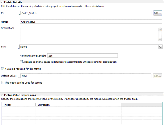 Metric Details window