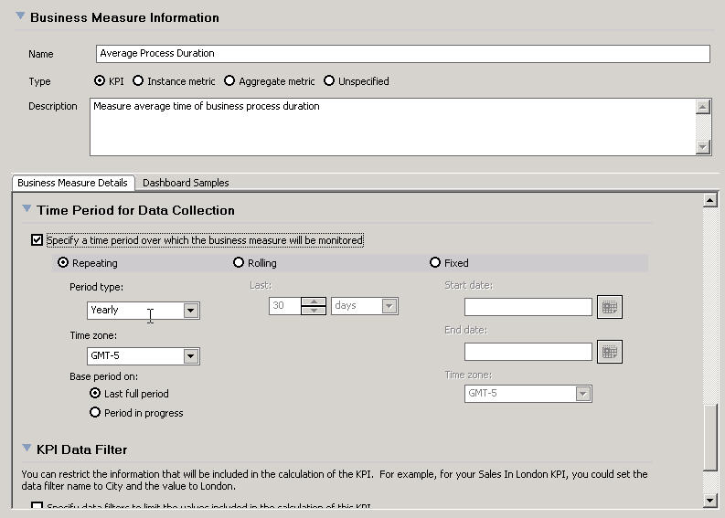 Time period for data collection