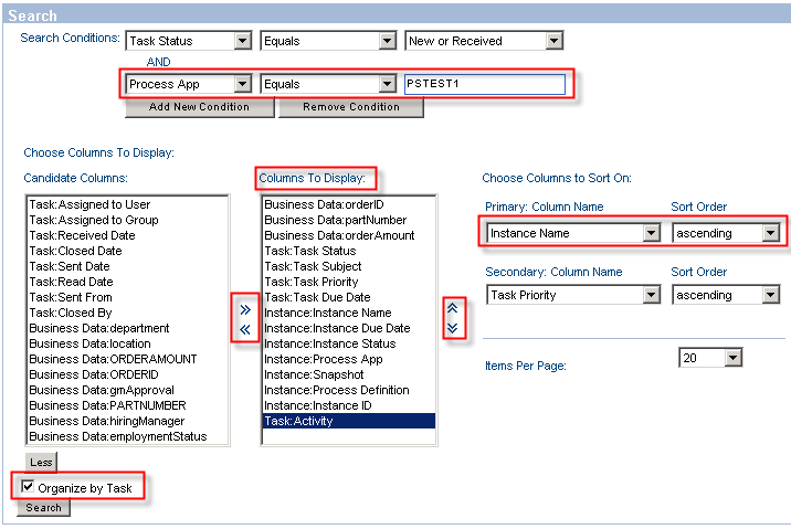 Columns to Display and Sequence