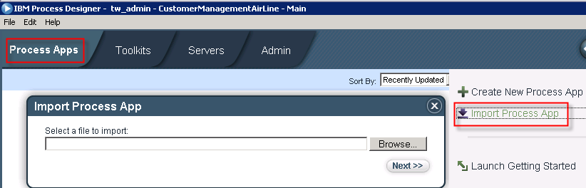 Import of Process App