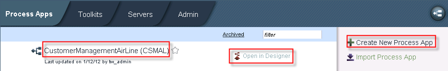 Create New Process App