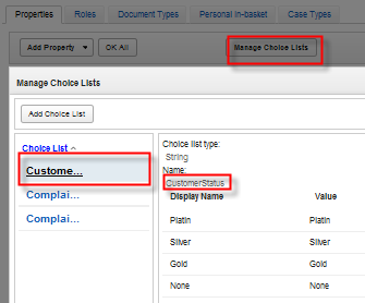 Choice List CustomerStatus