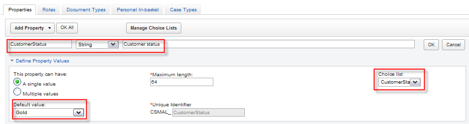 Associate Choice List CustomerStatus