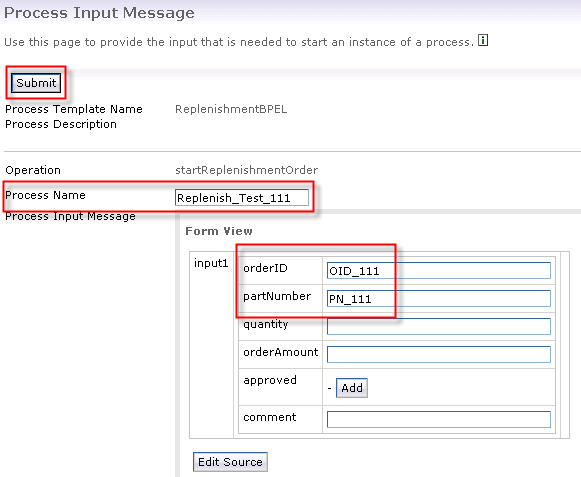 submit start instance