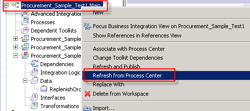 refresh from process center