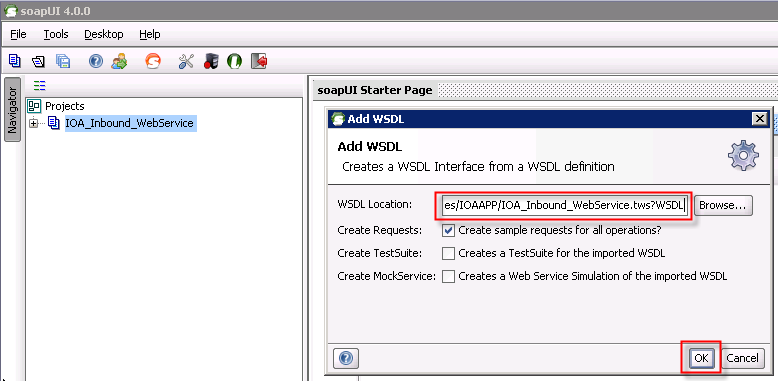 Add WSDL to soapUI