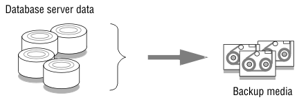 begin figure description--This figure shows database server data moving to backup media--end figure description
